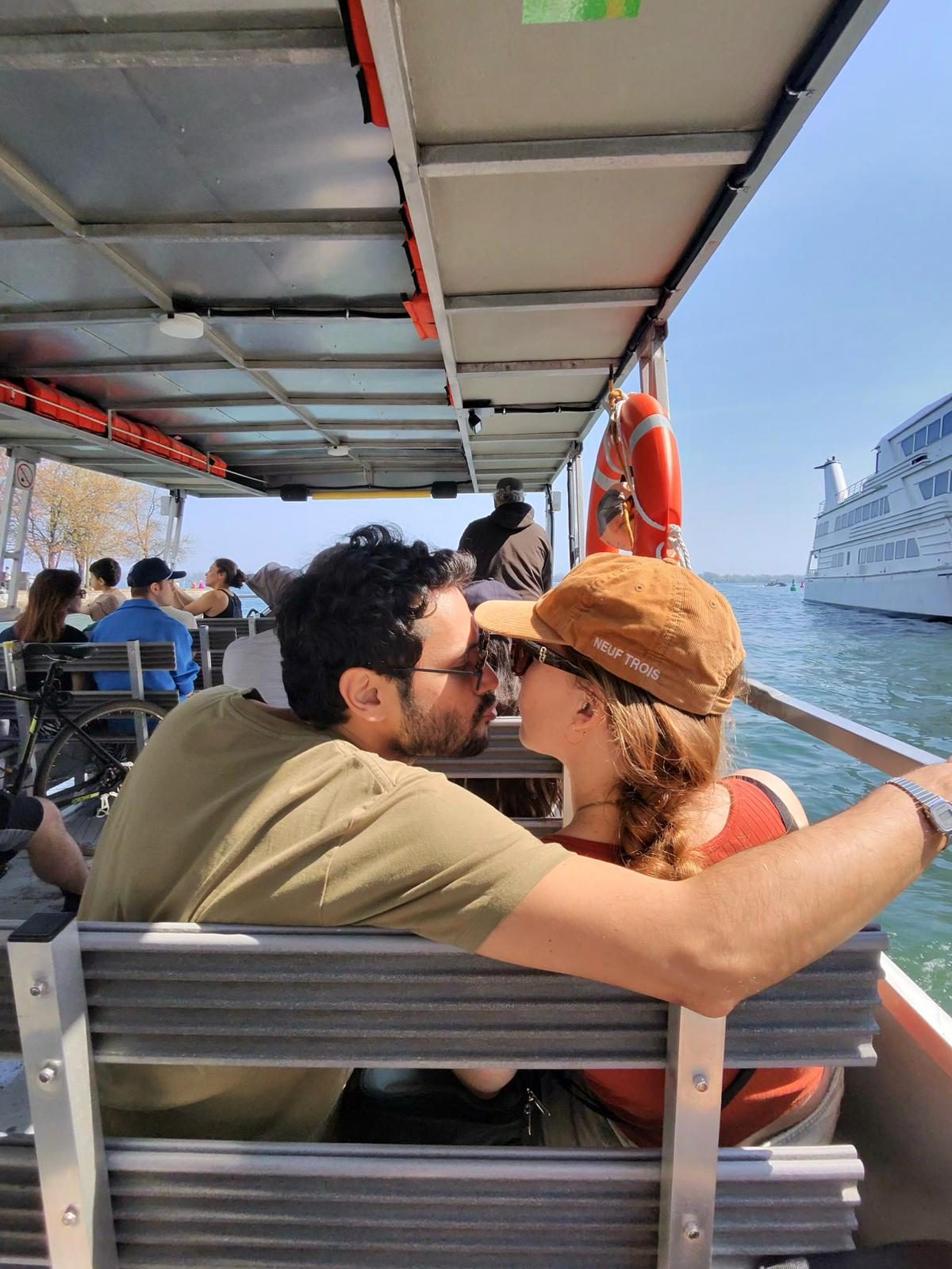 On the deck of a ferry